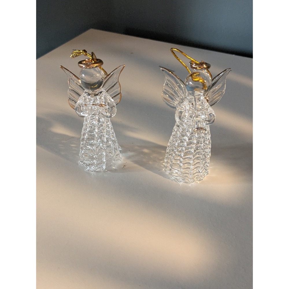 Vintage Clear Acrylic Angel Ornaments Set of 2 Christmas Tree Decor